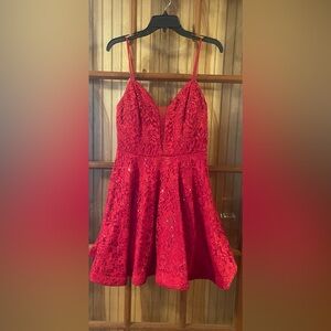 Speechless Red Lace Mini Dress with Spaghetti Straps